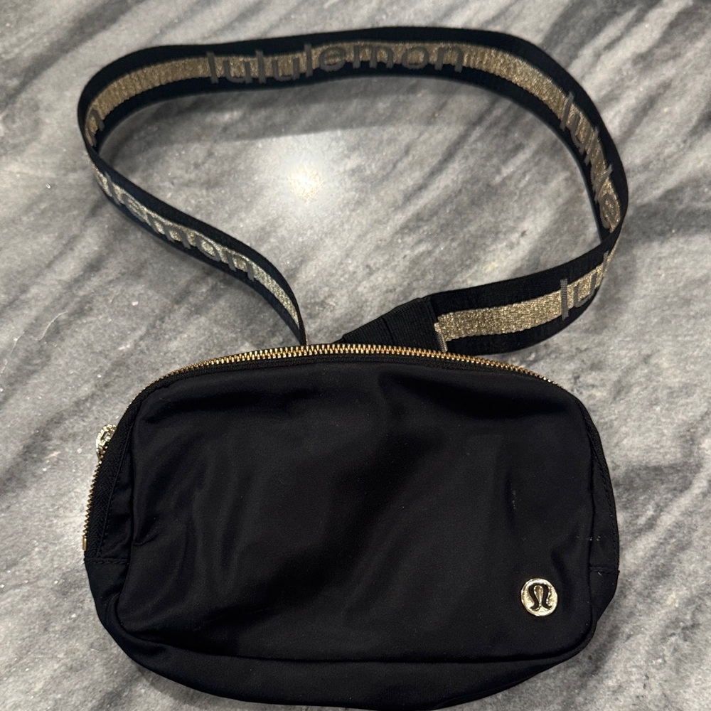 Lululemon Black Crossbody Bag with Gold Zipper